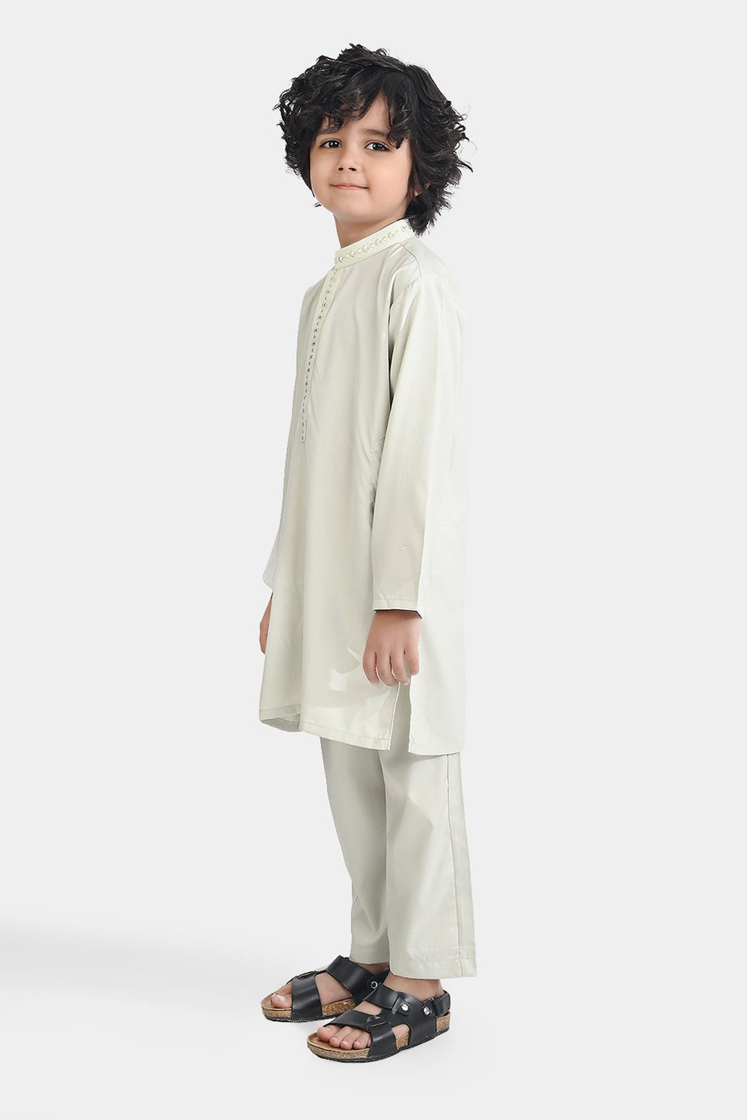 Boys Poly Viscose Kurta Pajama (Lurex Dots)-P.Green