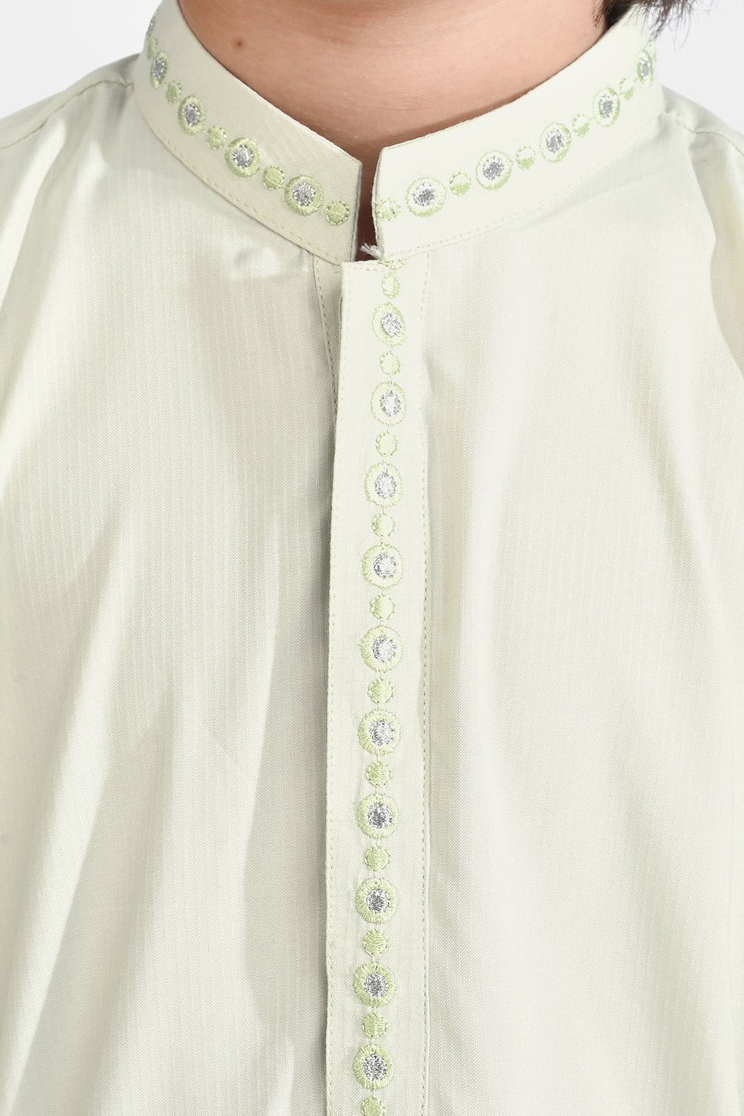 Boys Poly Viscose Kurta Pajama (Lurex Dots)-P.Green