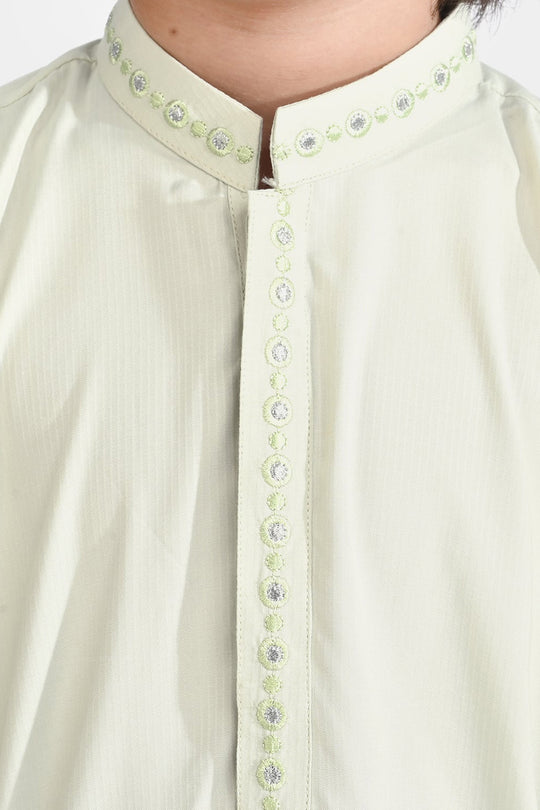 Boys Poly Viscose Kurta Pajama (Lurex Dots)-P.Green