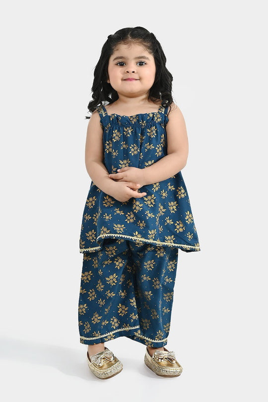 Infant Girls Poly Cambric 2Pcs - Teal