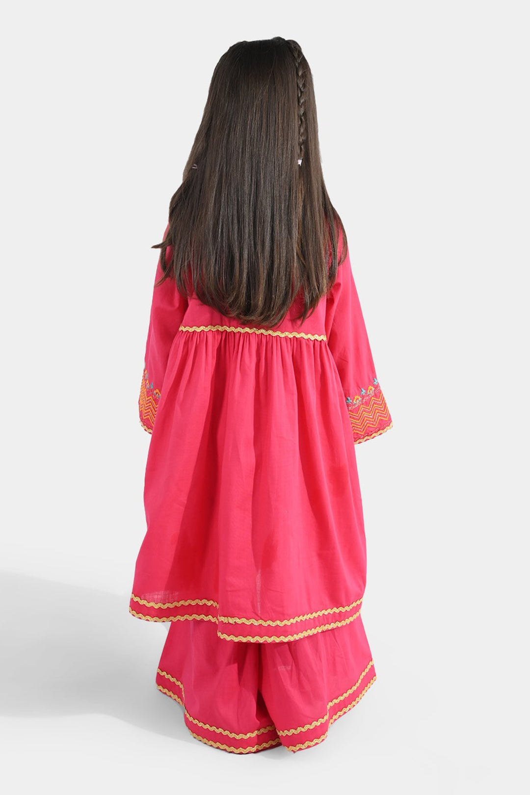 Girls Cotton 2Pcs Razia-Shocking Pink