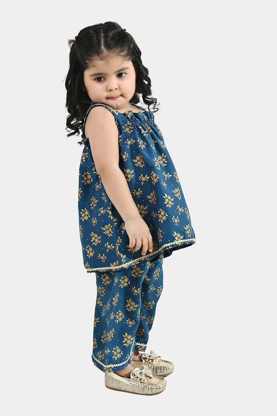 Infant Girls Poly Cambric 2Pcs - Teal