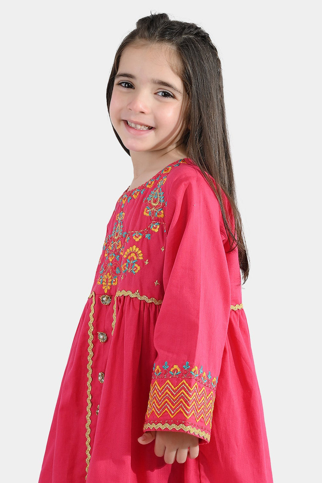 Girls Cotton 2Pcs Razia-Shocking Pink
