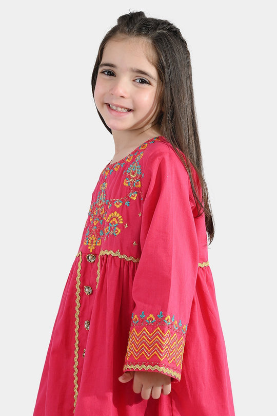 Girls Cotton 2Pcs Razia-Shocking Pink