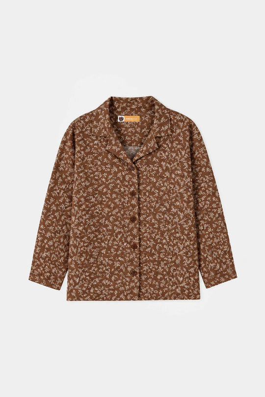 Girls Linen Viscose Nightwear-Fall-BROWN