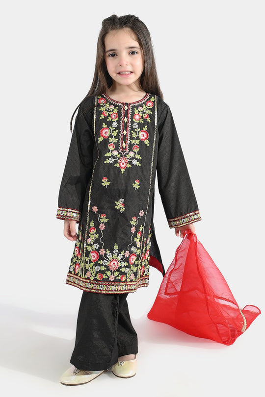 Girls Jacquard 3Pcs Nazreen-BLACK