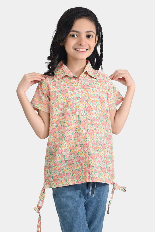 Girls Cotton Poplin Casual Top Baby Floral-Multi