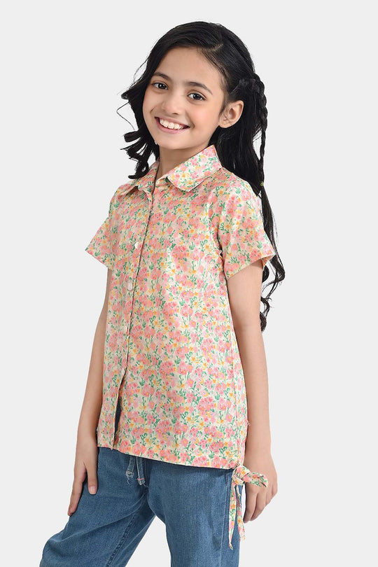 Girls Cotton Poplin Casual Top Baby Floral-Multi