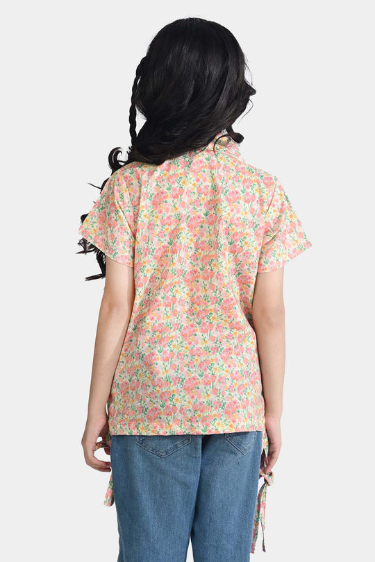 Girls Cotton Poplin Casual Top Baby Floral-Multi