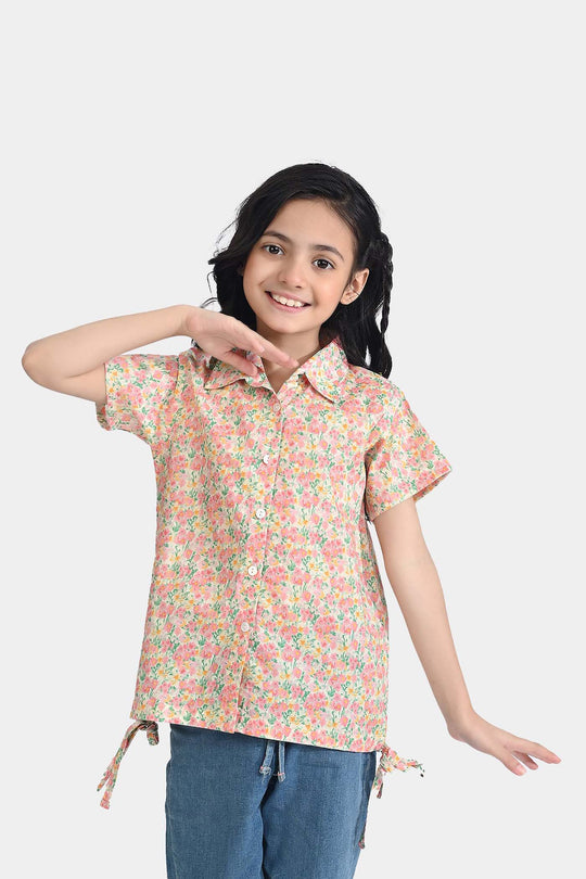 Girls Cotton Poplin Casual Top Baby Floral-Multi