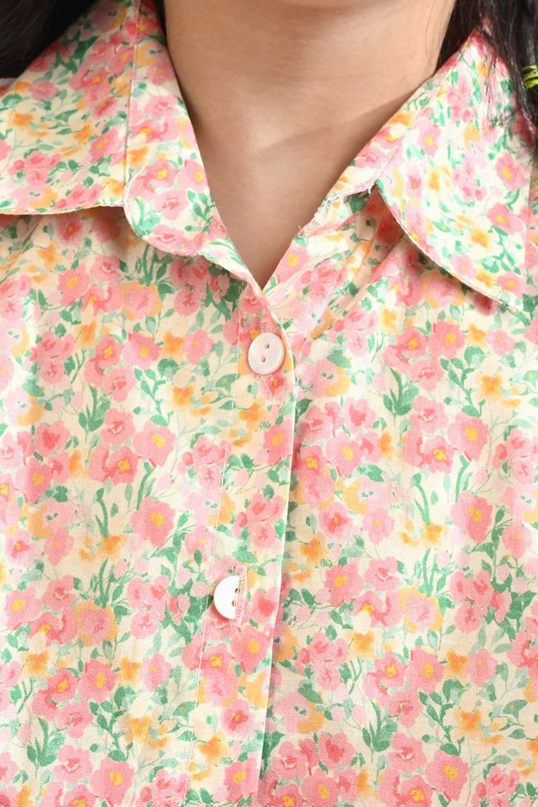 Girls Cotton Poplin Casual Top Baby Floral-Multi