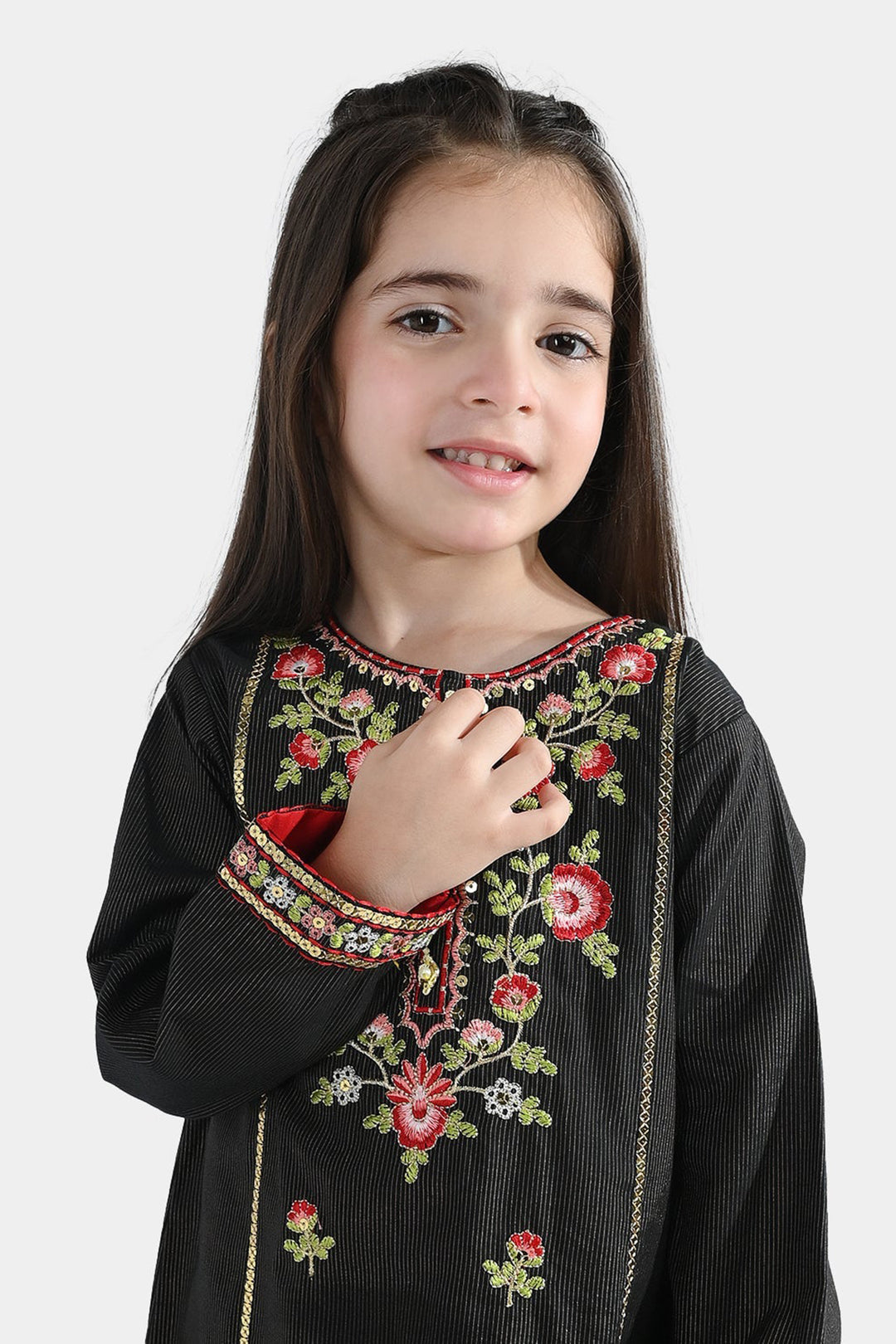 Girls Jacquard 3Pcs Nazreen-BLACK