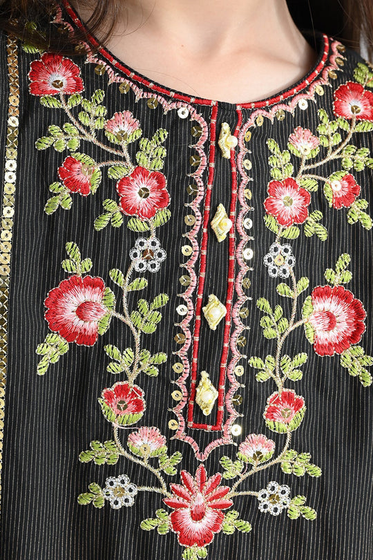 Girls Jacquard 3Pcs Nazreen-BLACK