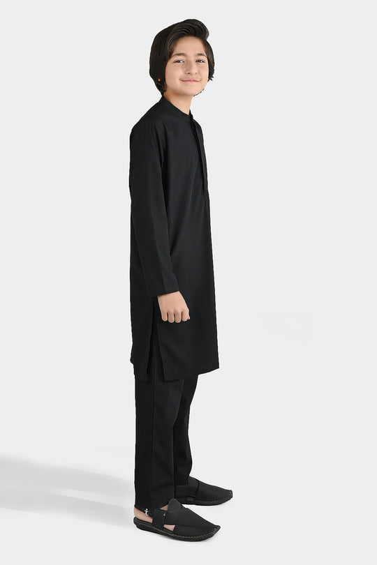 Boys Poly Viscose Kurta Pajama - Black