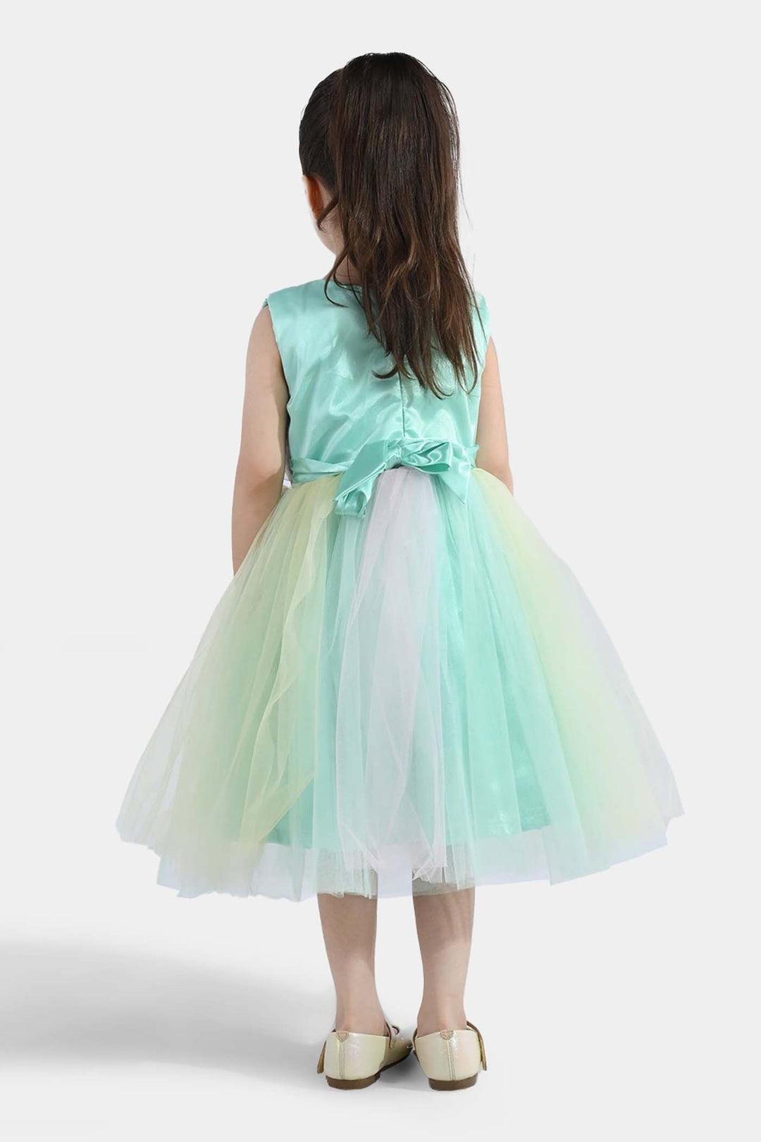 Girls Net Fancy Frock Princess-Multi