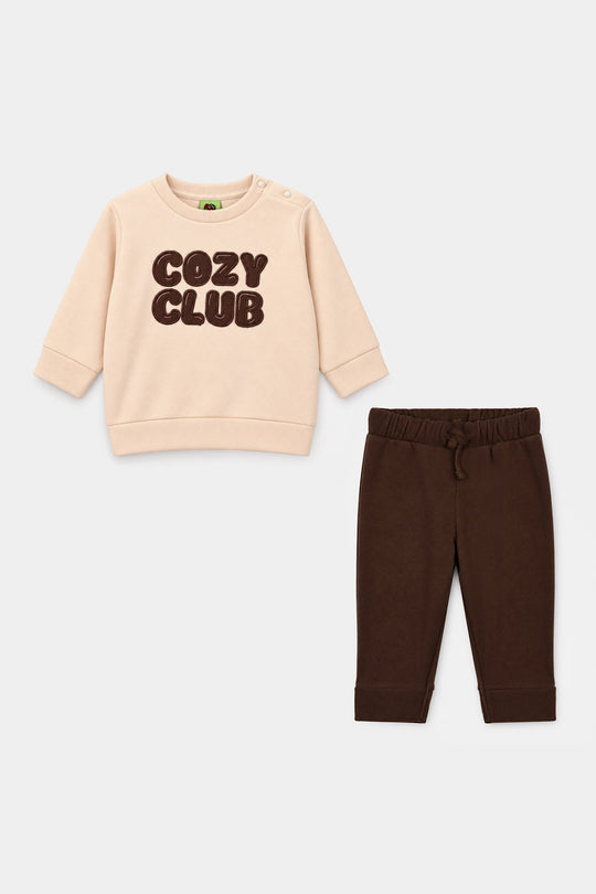 Infant Boys Yarn Dyed 2Pcs Suit Cozyclub-BROWN