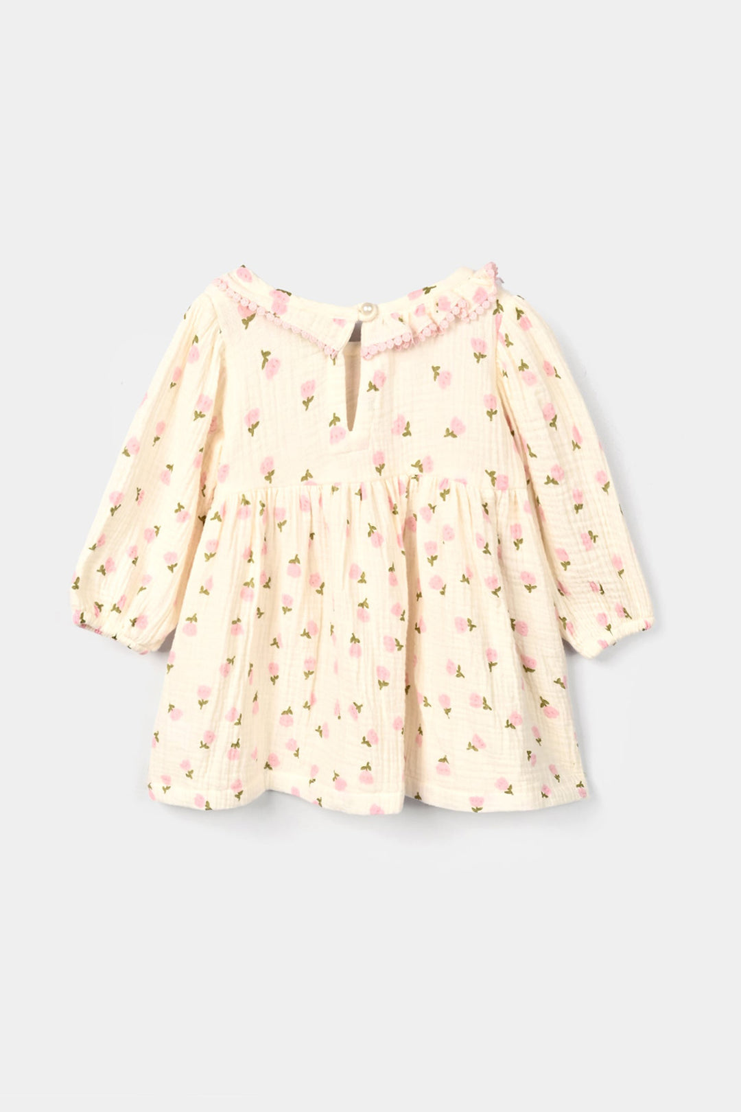 Infant Girls Gauze Casual Frock Mini Tulips-Off.White