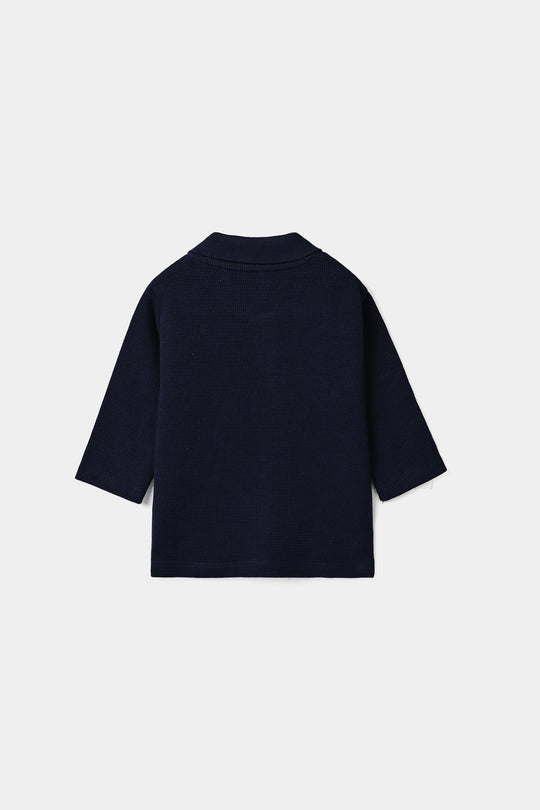 Infant Boys Thermal Polo F/S Happy Thoughts-NAVY
