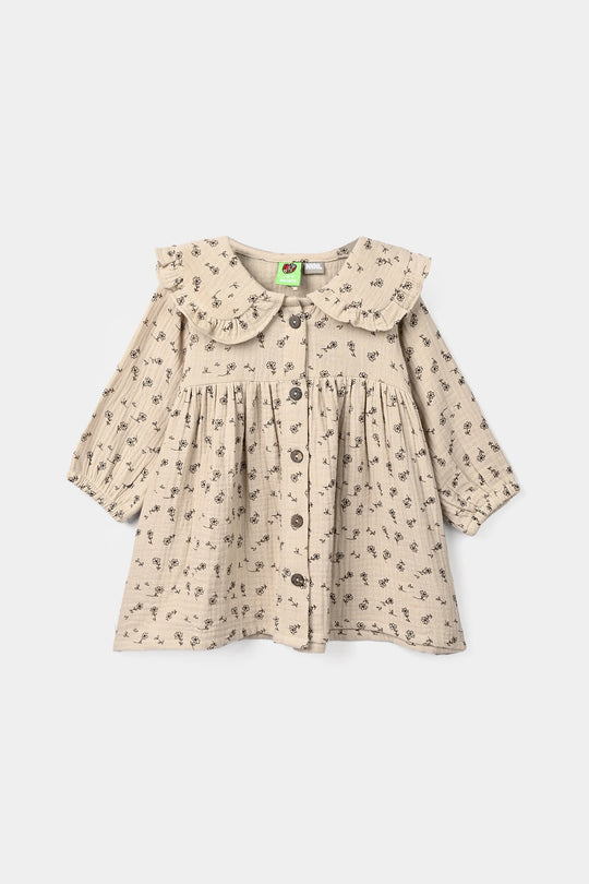 Infant Girls Gauze Casual Frock Sketch Flowers