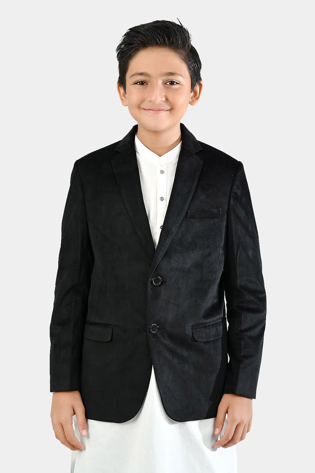 Boys Suede Blazer - Black