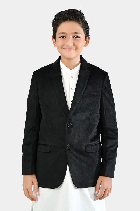 Boys Suede Blazer - Black