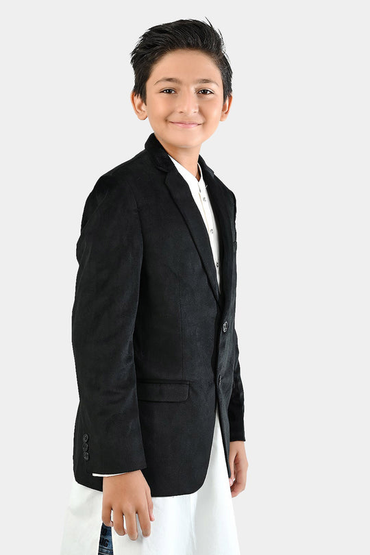 Boys Suede Blazer - Black