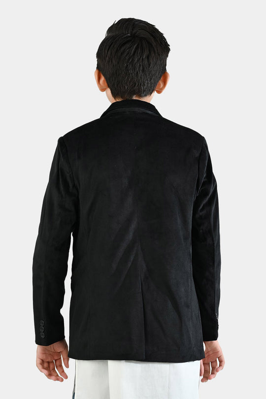 Boys Suede Blazer - Black