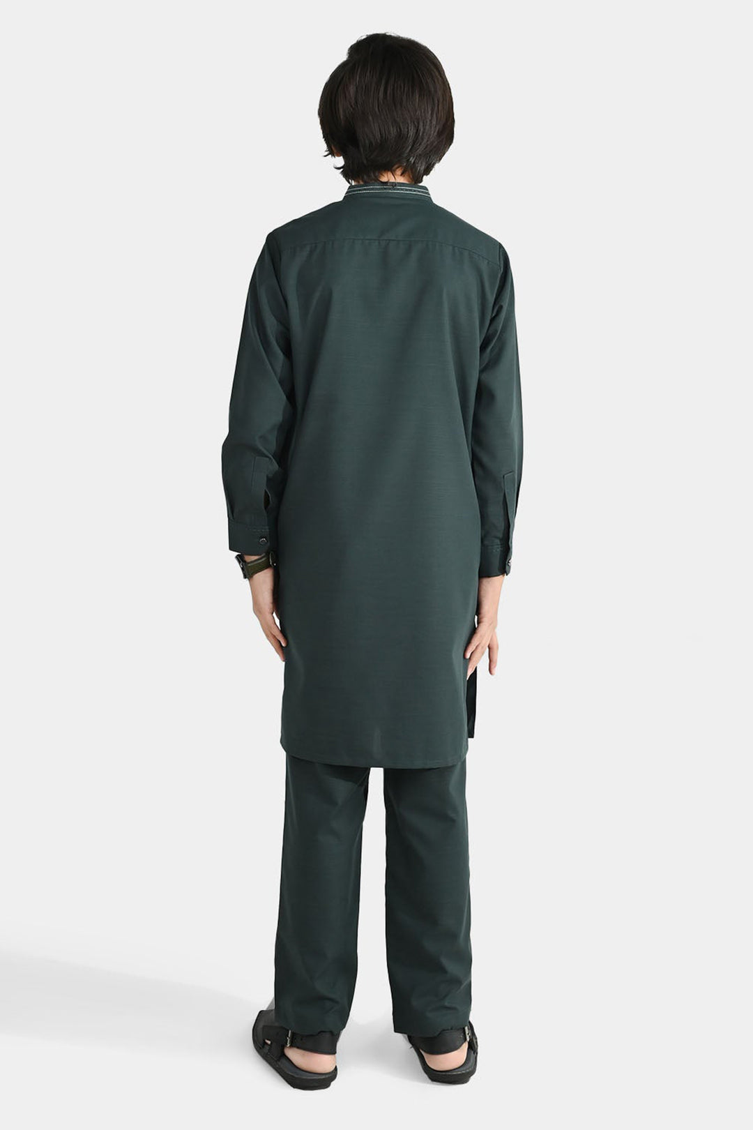 Boys Poly Viscose Shalwar Suit (Running Stitch) - Teal Green