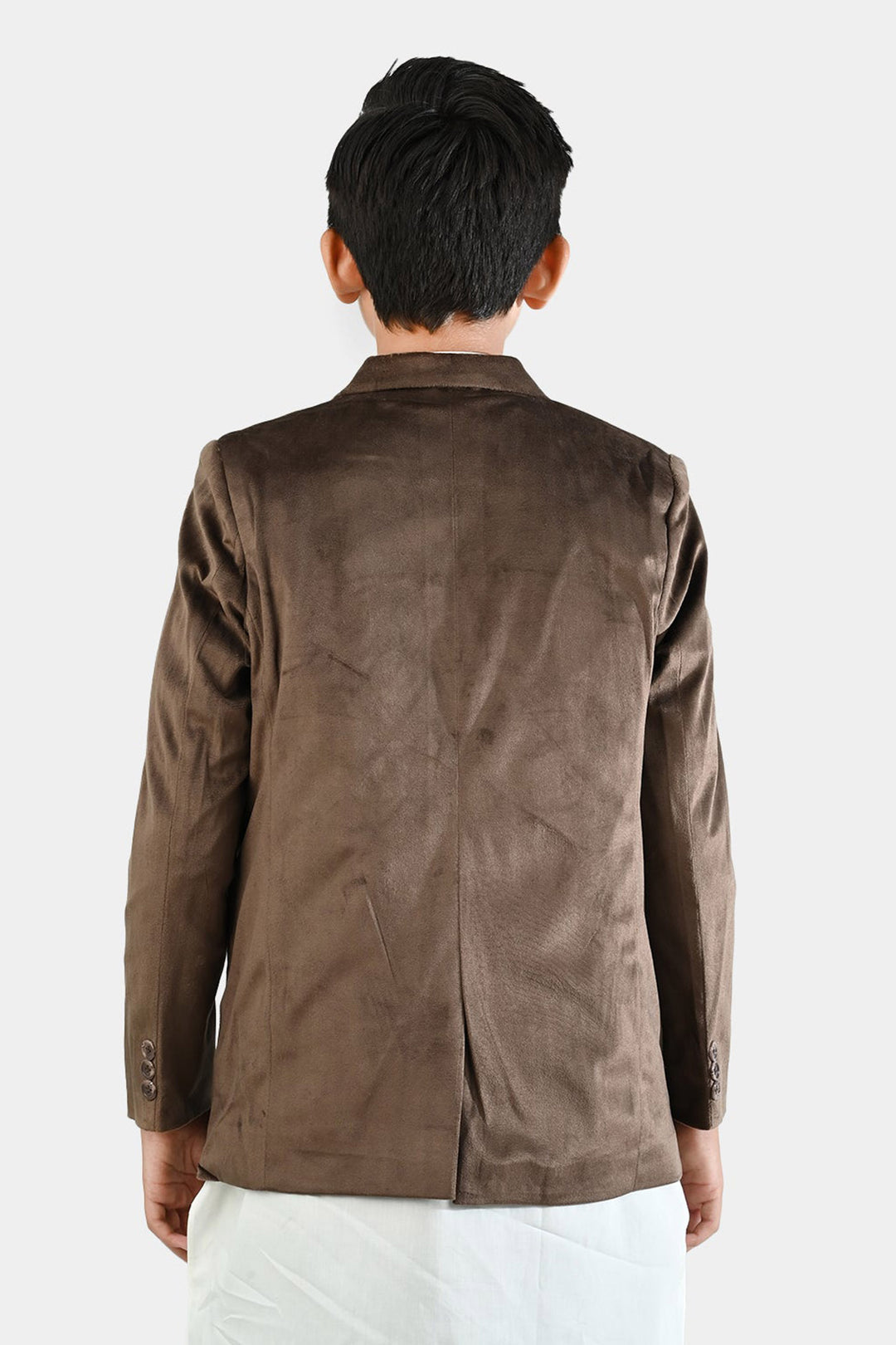 Boys Suede Blazer - Light Brown
