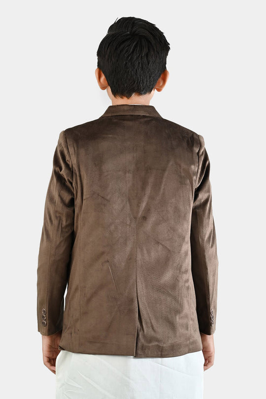 Boys Suede Blazer - Light Brown