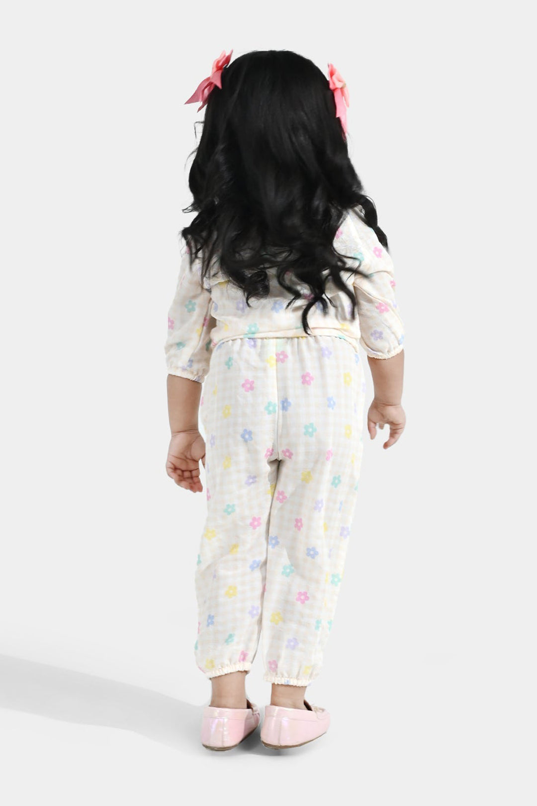 Infant Girls Poly Crinkle 2 Pc Suit - Cream