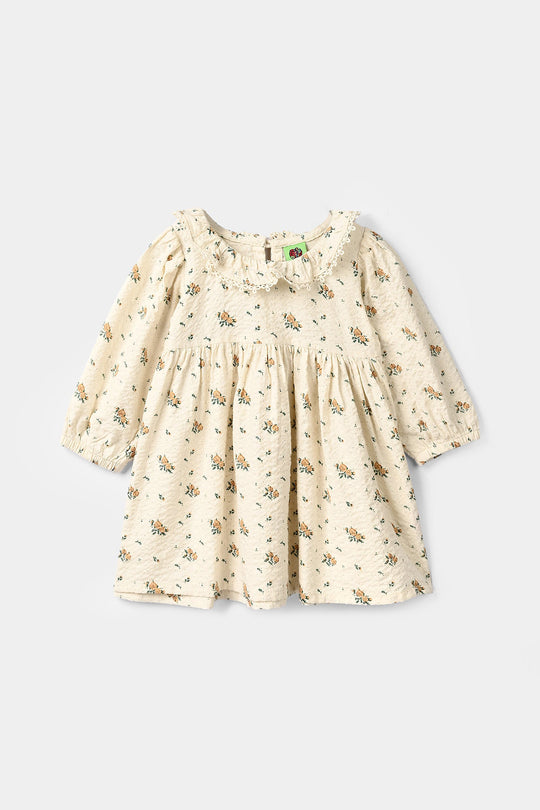 Infant Girls Cotton Viscose Casual Frock Vintage Flora-OFF-White