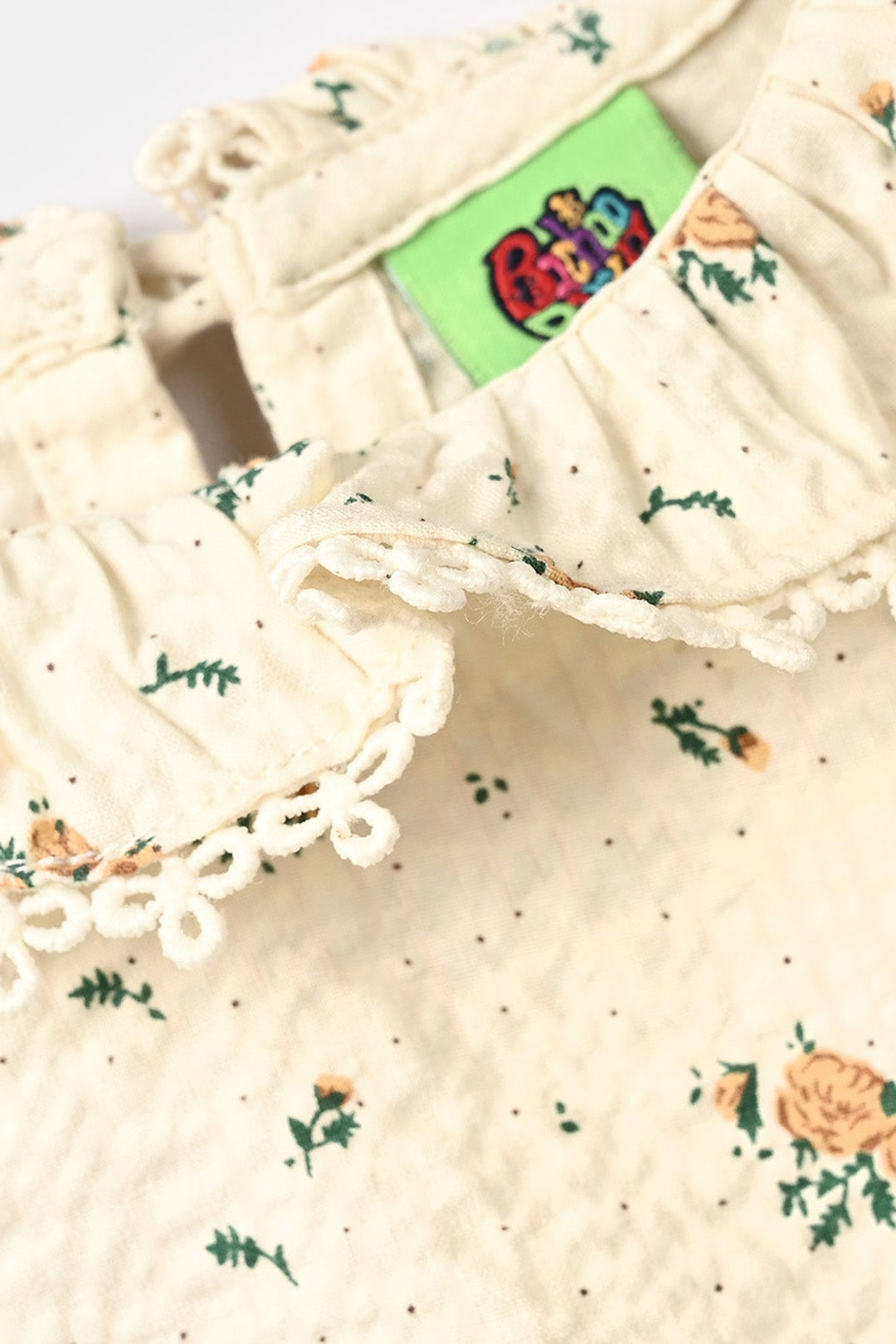 Infant Girls Cotton Viscose Casual Frock Vintage Flora-OFF-White