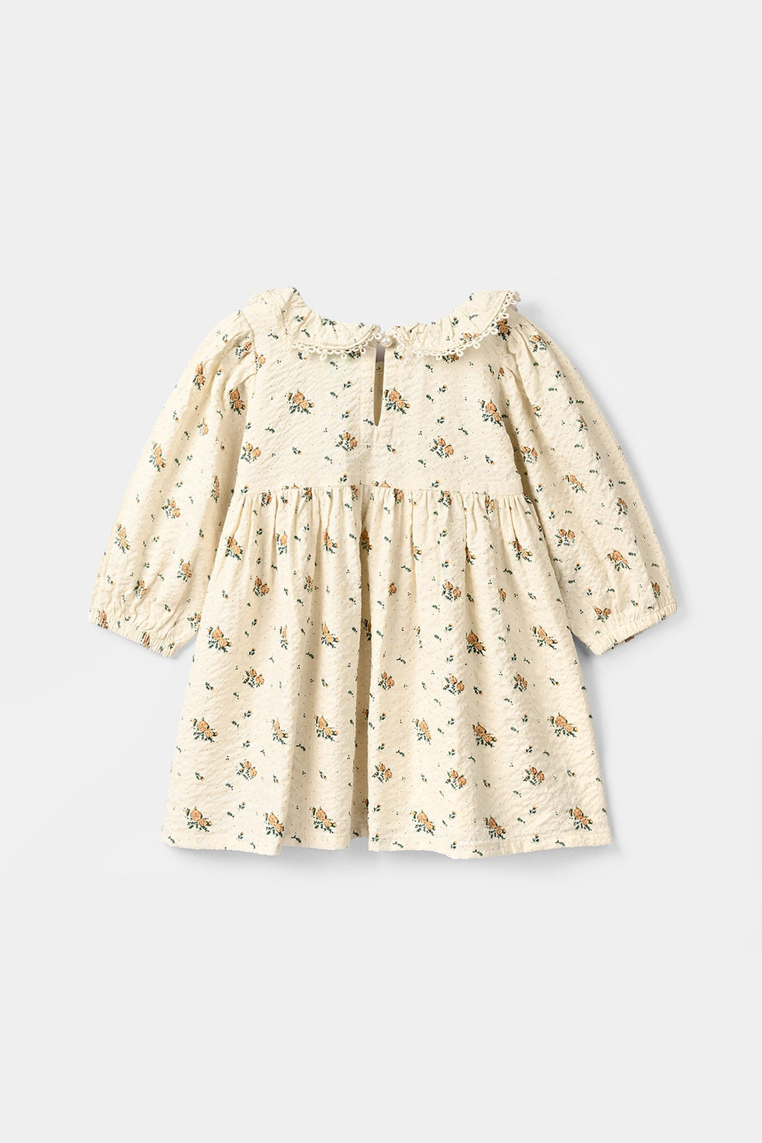 Infant Girls Cotton Viscose Casual Frock Vintage Flora-OFF-White