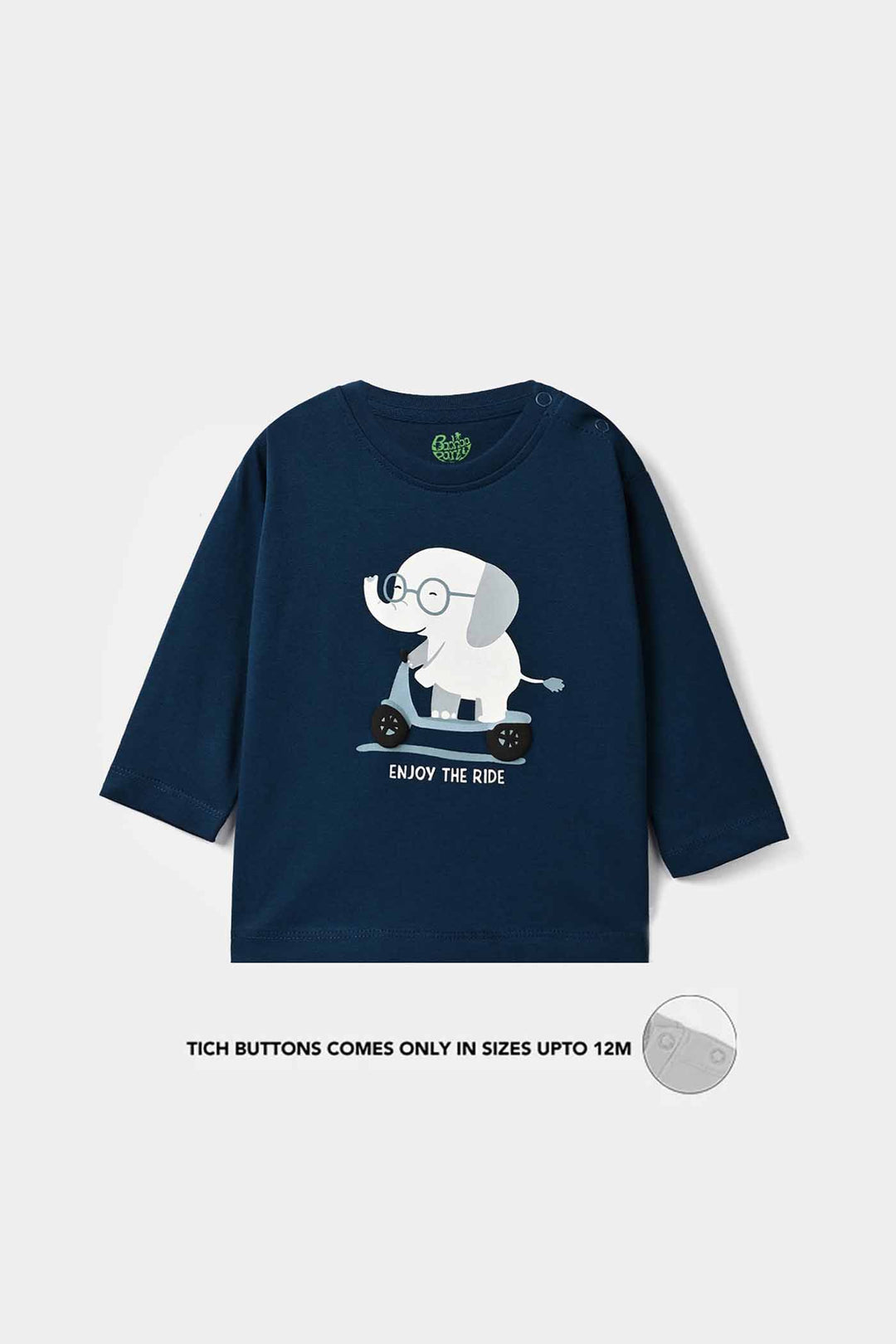 Infant Boys Cotton Jersey T-Shirt Baby Elephant - Sailor Blue