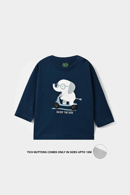 Infant Boys Cotton Jersey T-Shirt Baby Elephant - Sailor Blue