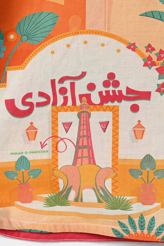 Girls Cotton Jashan-e-Azadi Casual Top – Multi