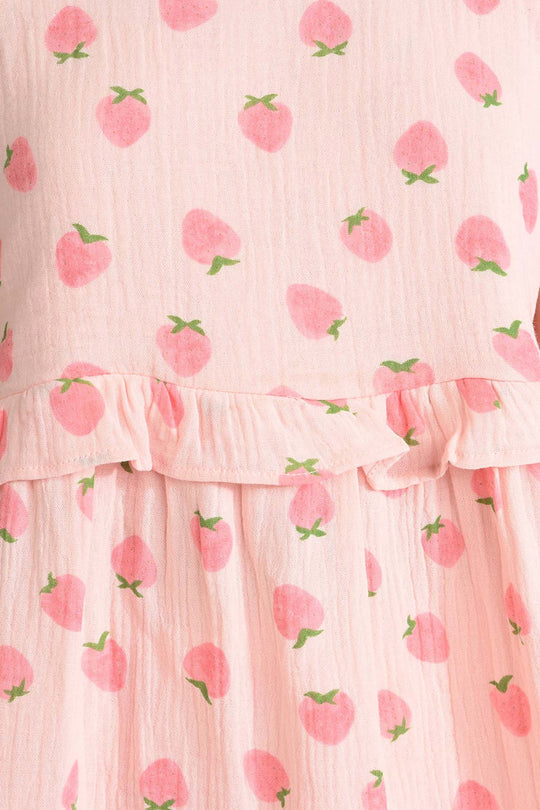 Girls Cotton Co-Ord Set Strawberry-Pink