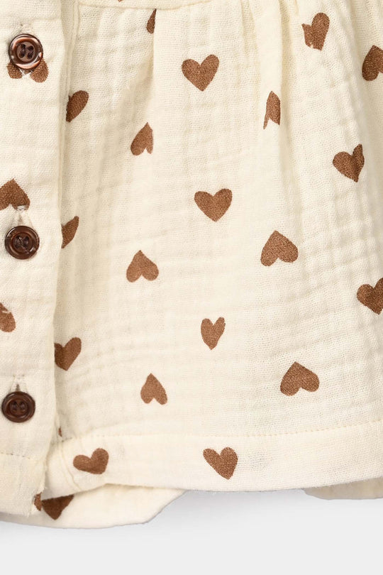 Infant Girls Gauze Casual Top Bear-Cream