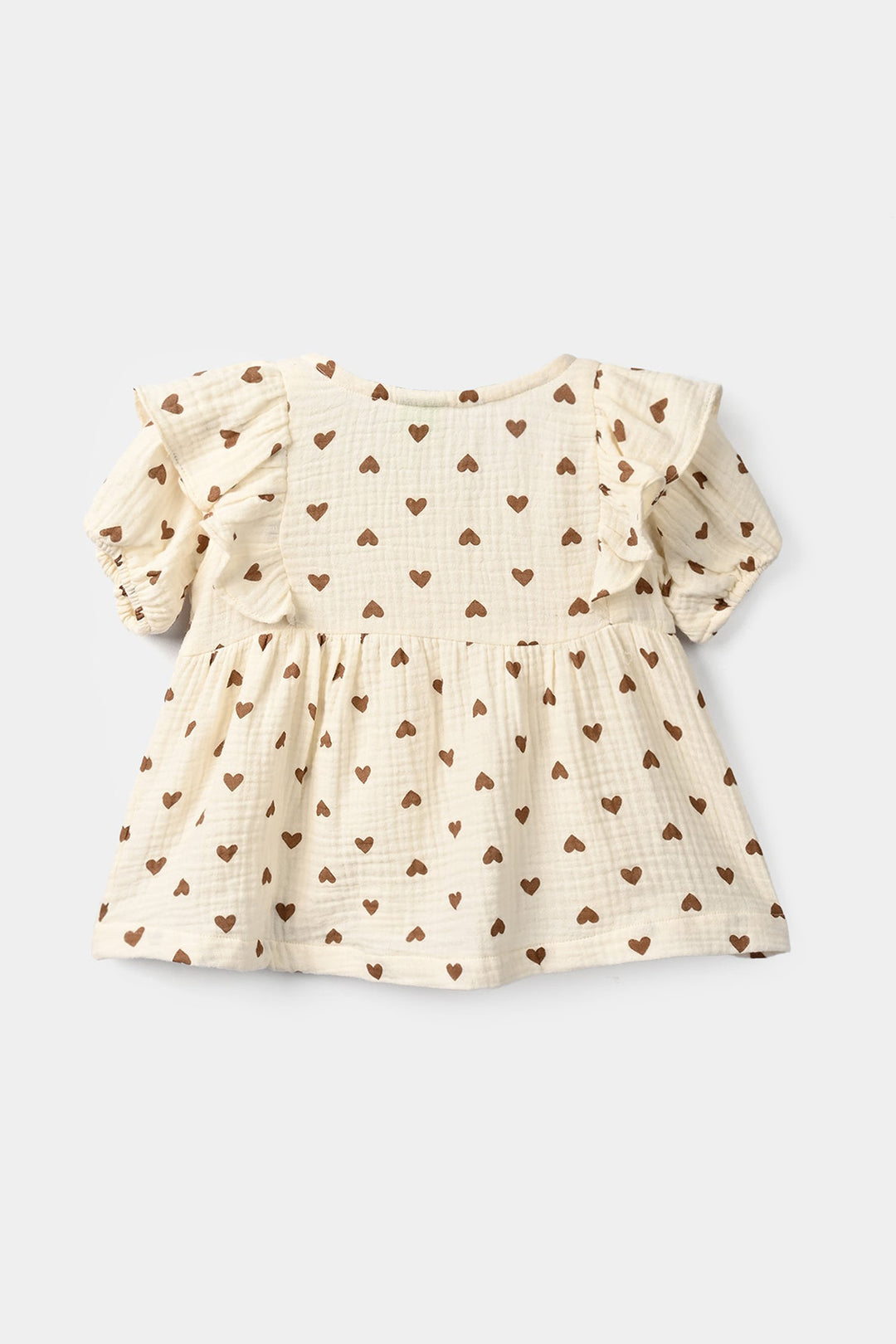 Infant Girls Gauze Casual Top Bear-Cream