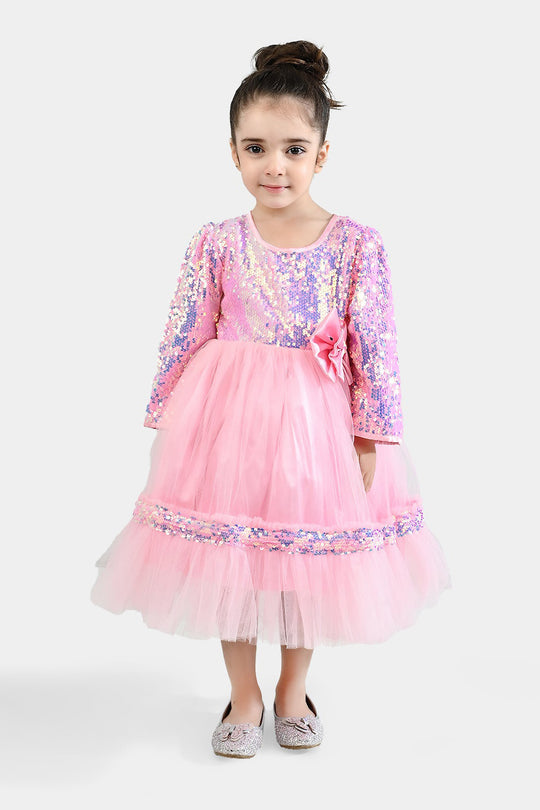 Girls Sequence Fancy Frock-Princess-Light Pink