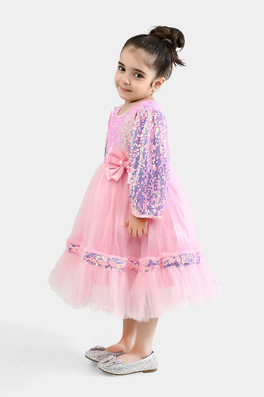 Girls Sequence Fancy Frock-Princess-Light Pink
