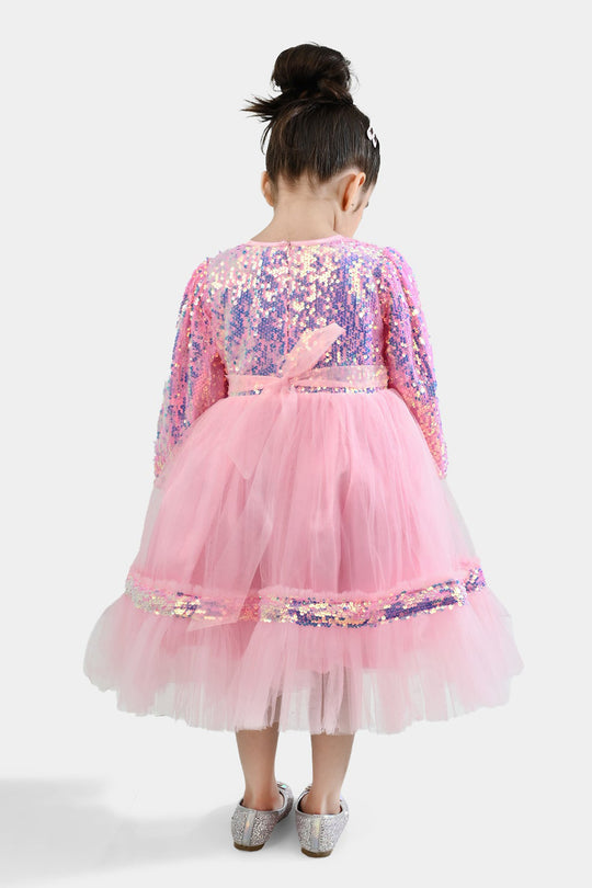 Girls Sequence Fancy Frock-Princess-Light Pink