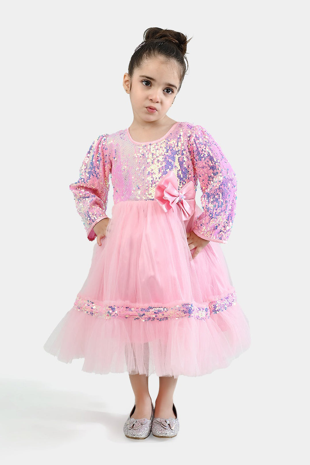 Girls Sequence Fancy Frock-Princess-Light Pink