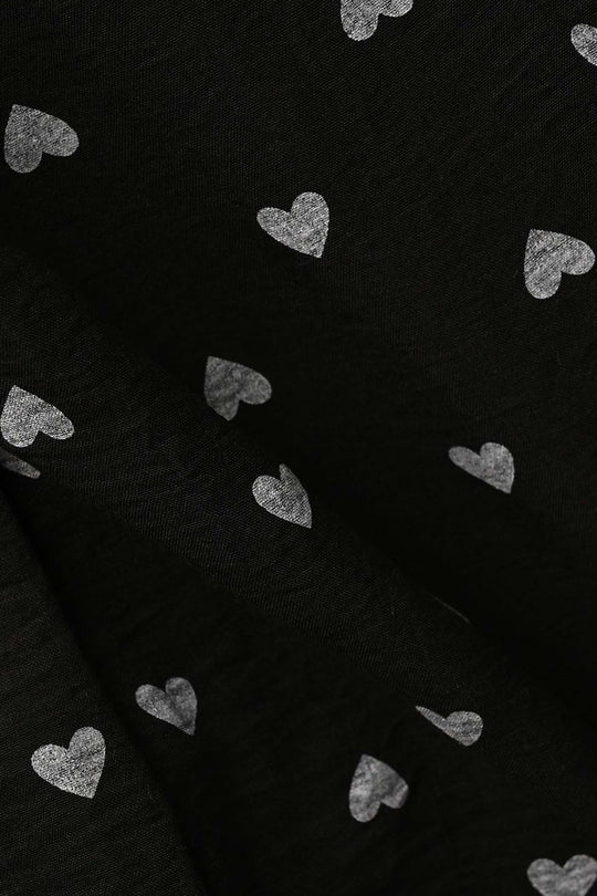 Infant Girls Linen Viscose Nightwear Heart-BLACK