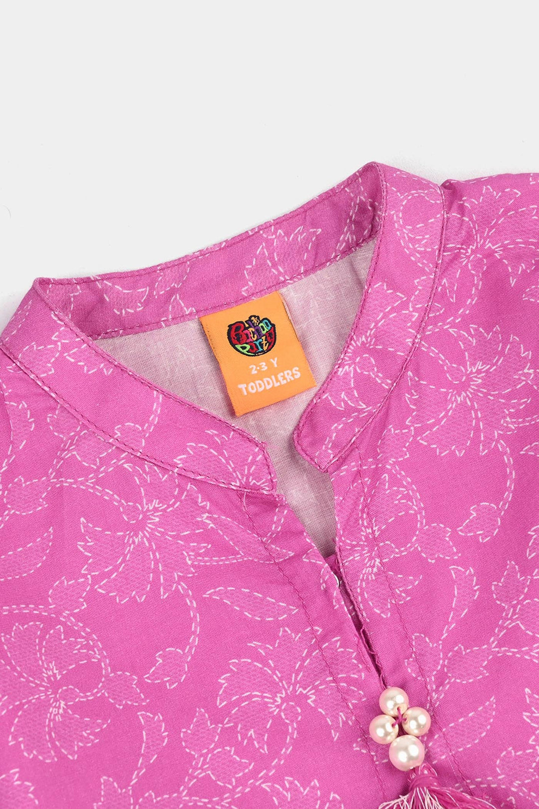 Girls Cotton Poplin Printed 2Piece Kantha Stitch-Purple