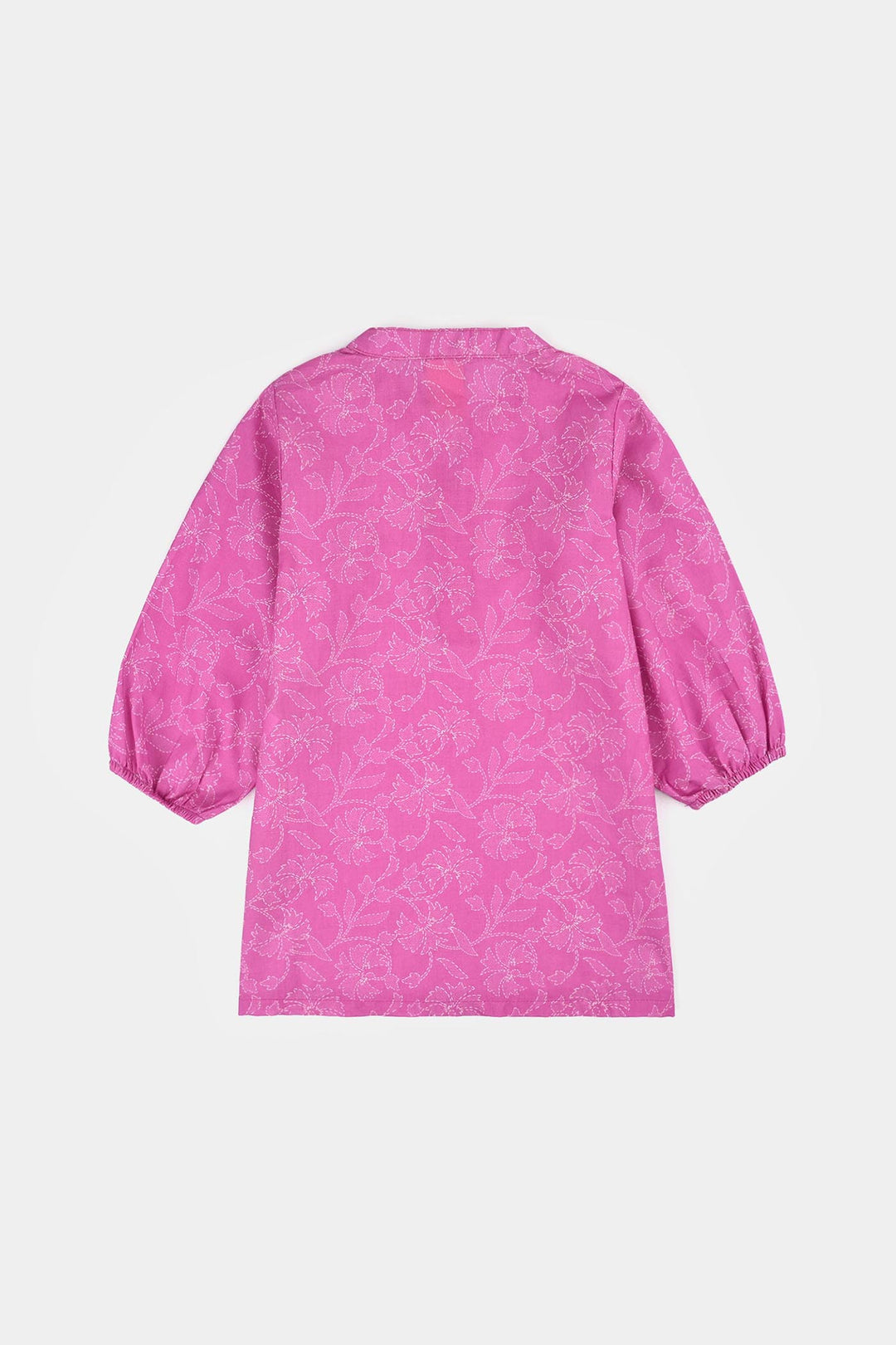 Girls Cotton Poplin Printed 2Piece Kantha Stitch-Purple