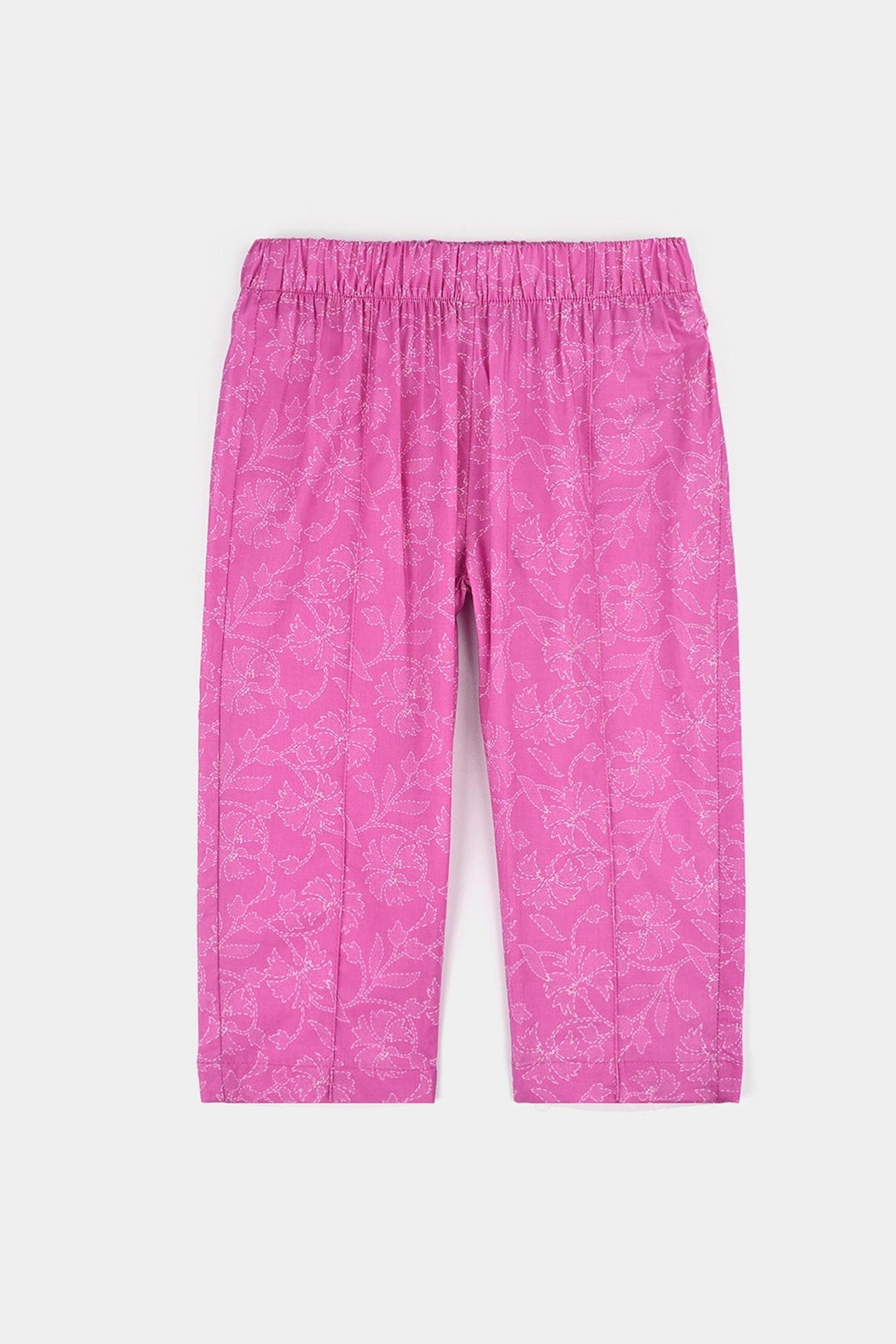 Girls Cotton Poplin Printed 2Piece Kantha Stitch-Purple