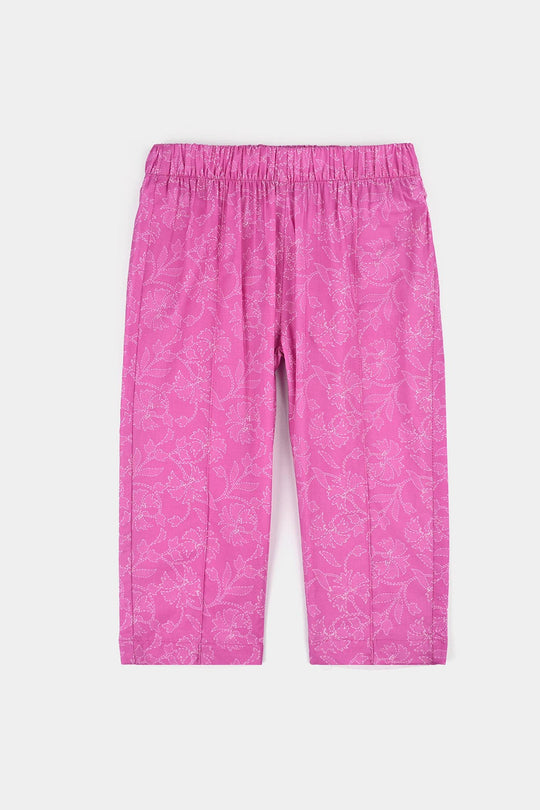 Girls Cotton Poplin Printed 2Piece Kantha Stitch-Purple