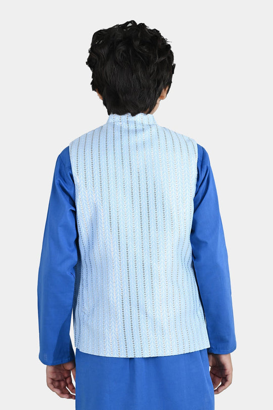 Boys Poly Viscose Waistcoat (Cloudy) - Blue
